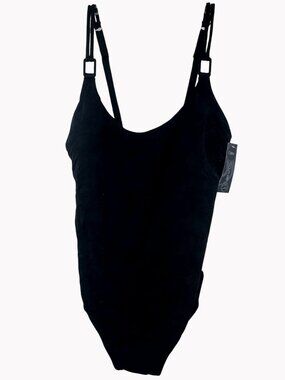 Aqua Couture Swimsuit Womens Plus Size 2X Black Jacquard Adjustable Straps New